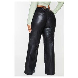 Women's Black Wide Leg Faux Leather Pants